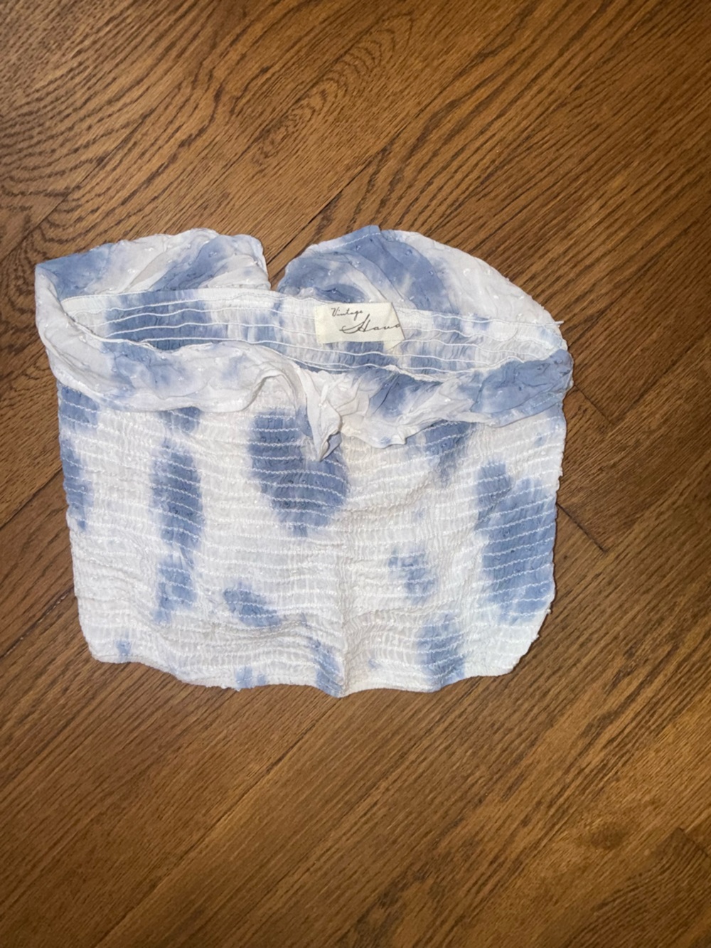 Vintage Havana Blue and White Smocked Tube Top